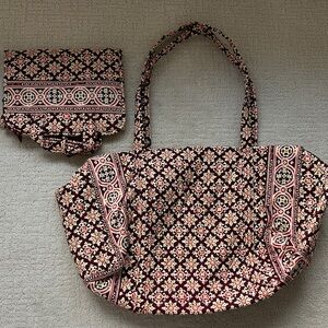 Vera Bradley Travel Duffle and Matching Makeup Travel Case Set